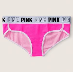 NWT PINK Logo Hipster Panty Pink/Black/White XL